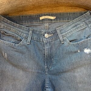 Levi's Women's Striped Light Blue Pin Striped Straight Leg Jeans